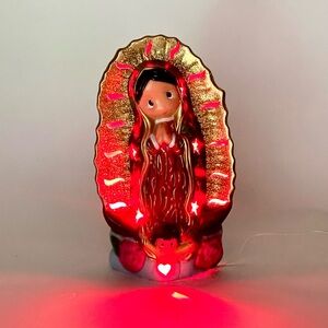 Our Lady of Guadalupe with Baby Jesus Ceramic Table Lamp Virgin Mary Glitter